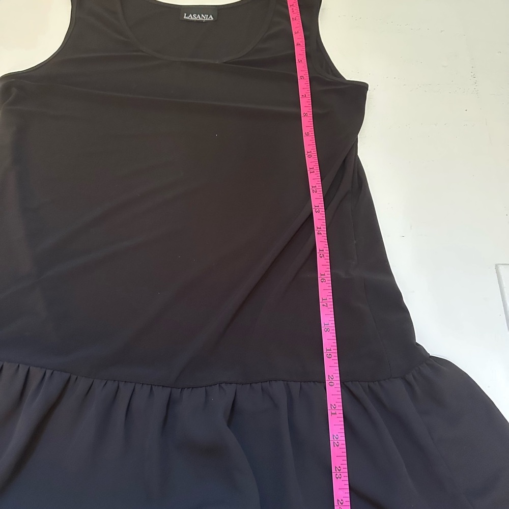 LASANIA Black Sleeveless Women's Top with ruffles on bottom Size Large - Picture 8 of 8
